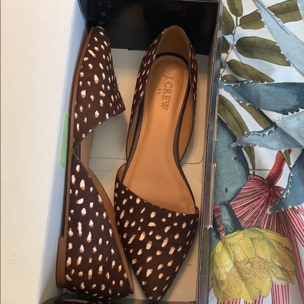 J.Crew Pebbled Calfhair Flats